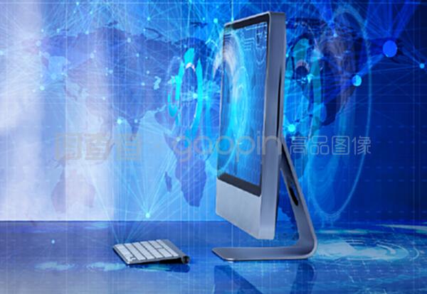 商业概念中的电脑屏幕 计算机网络技术开发的界面与桥梁